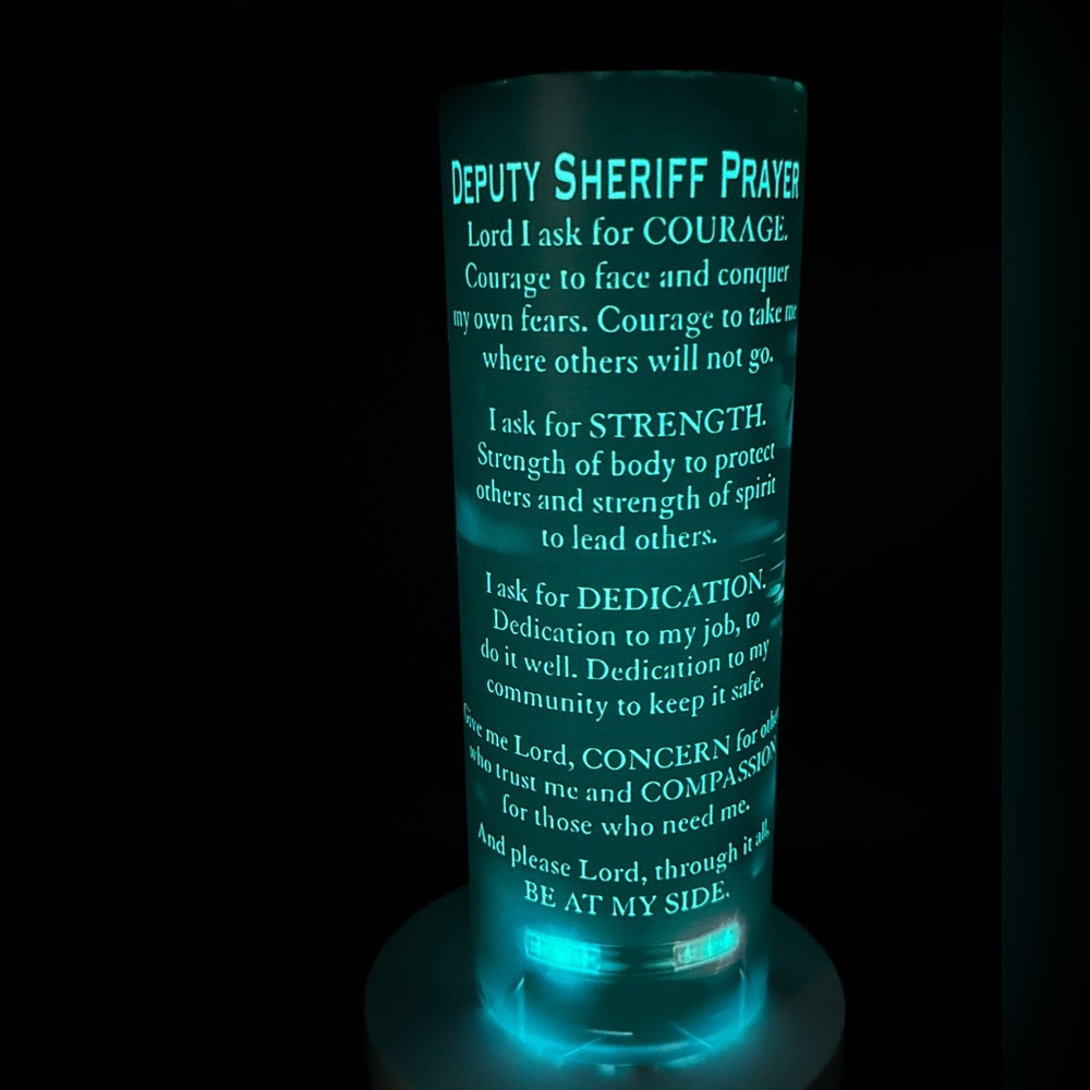 Deputy Sheriff Prayer Glow in the Dark 20oz Tumbler – Thin Blue Line Cup
